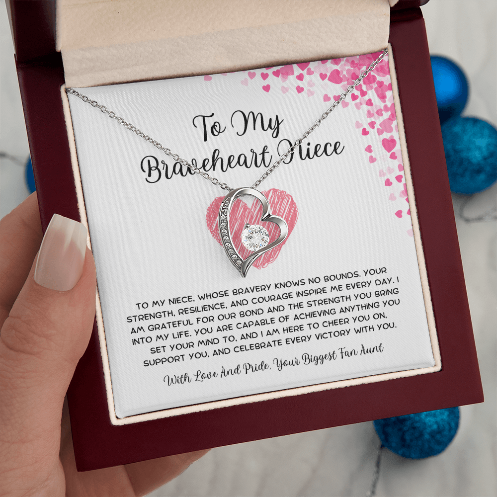 To My Braveheart Niece - From Aunt to Niece Forever Love Necklace