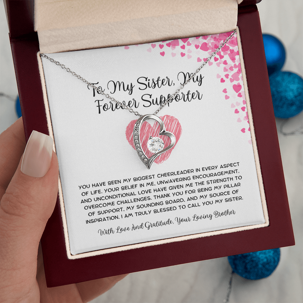 To My Sister, My Forever Supporter - From Brother To Sister Forever Love Necklace