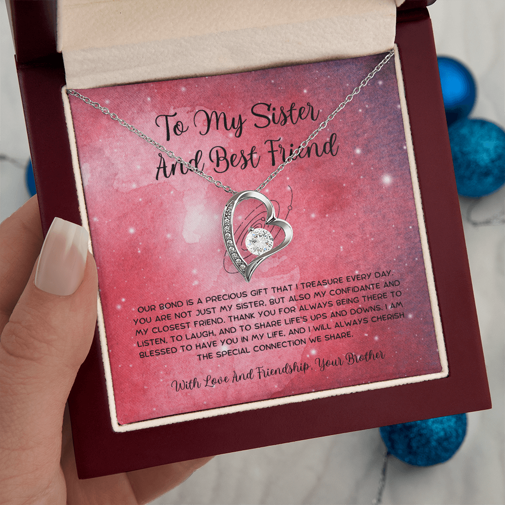 To My Sister And Best Friend - From Brother To Sister Forever Love Necklace