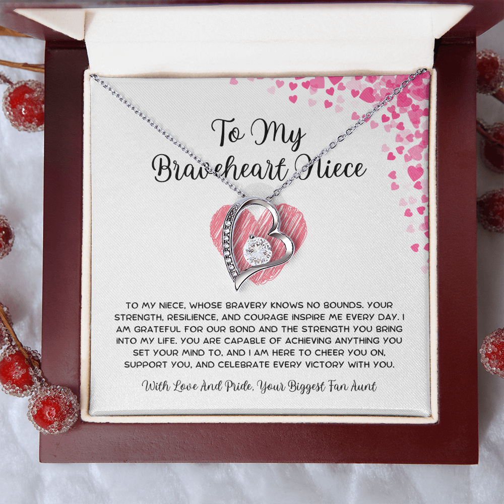 To My Braveheart Niece - From Aunt to Niece Forever Love Necklace