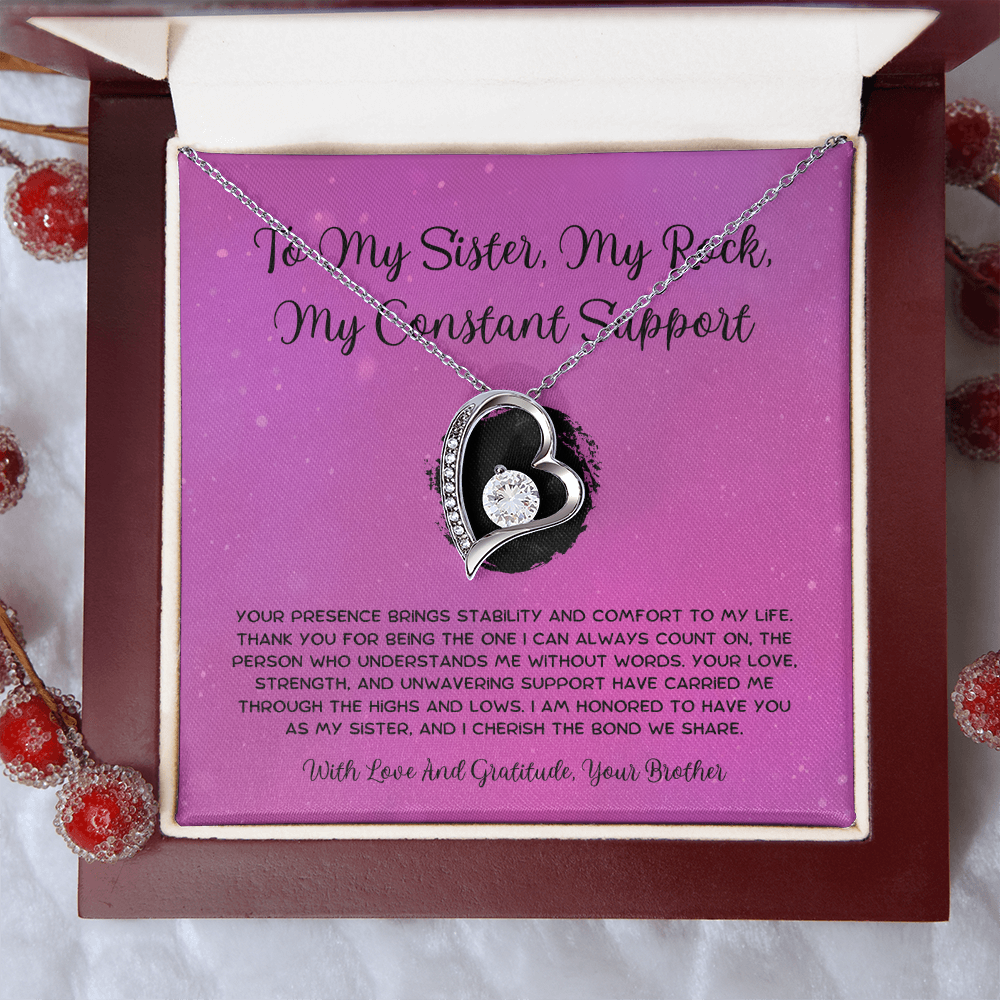 To My Sister, My Rock, My Constant Support - From Brother To Sister Forever Love Necklace