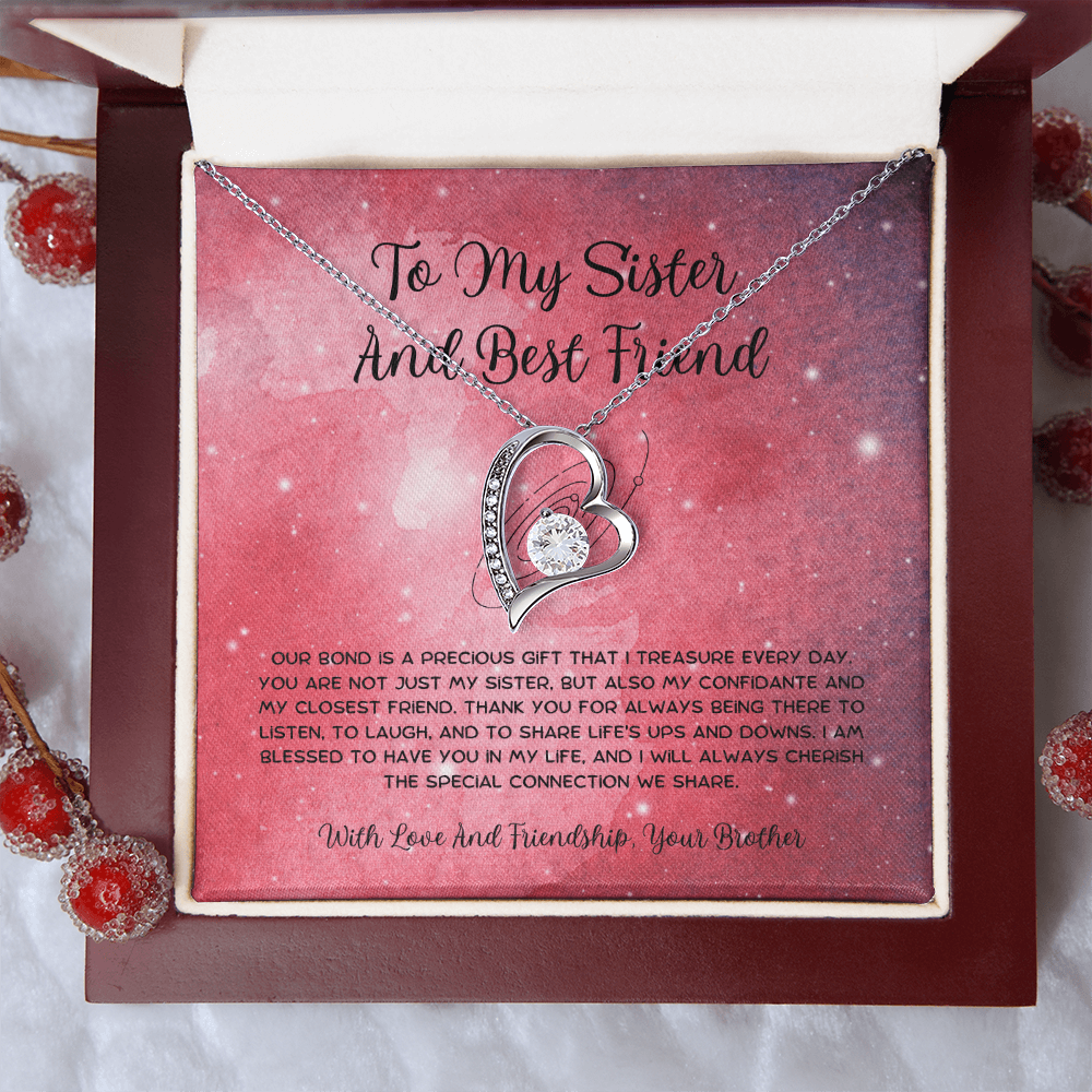 To My Sister And Best Friend - From Brother To Sister Forever Love Necklace