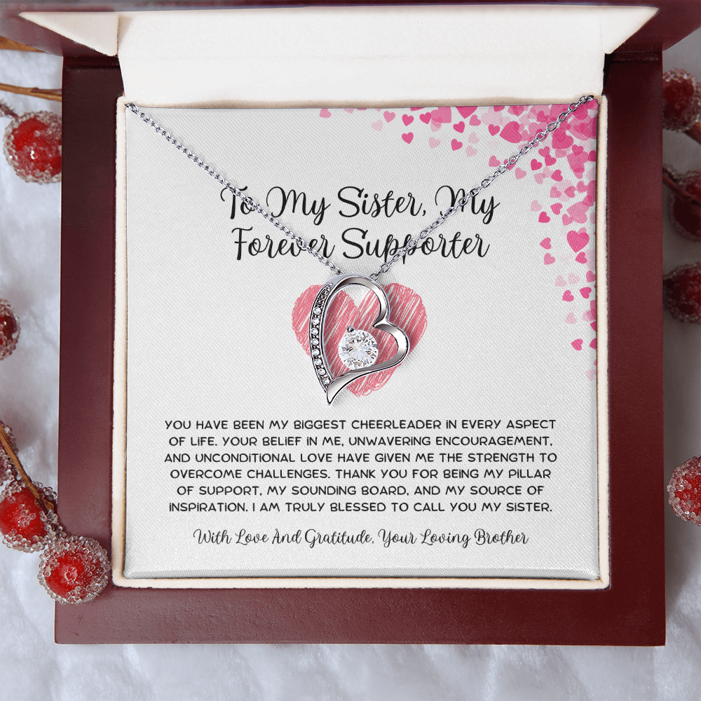 To My Sister, My Forever Supporter - From Brother To Sister Forever Love Necklace