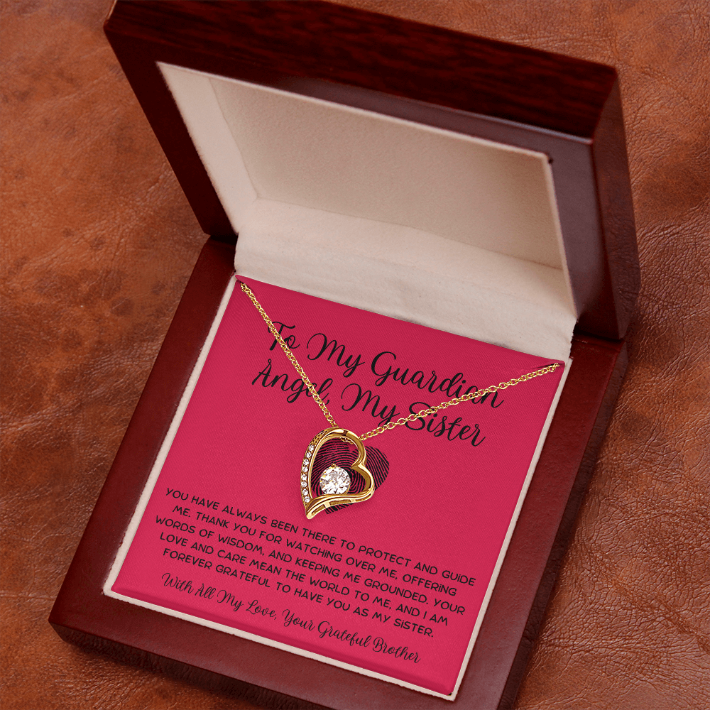 To My Guardian Angel, My Sister - From Brother To Sister Forever Love Necklace