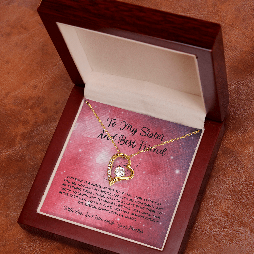 To My Sister And Best Friend - From Brother To Sister Forever Love Necklace