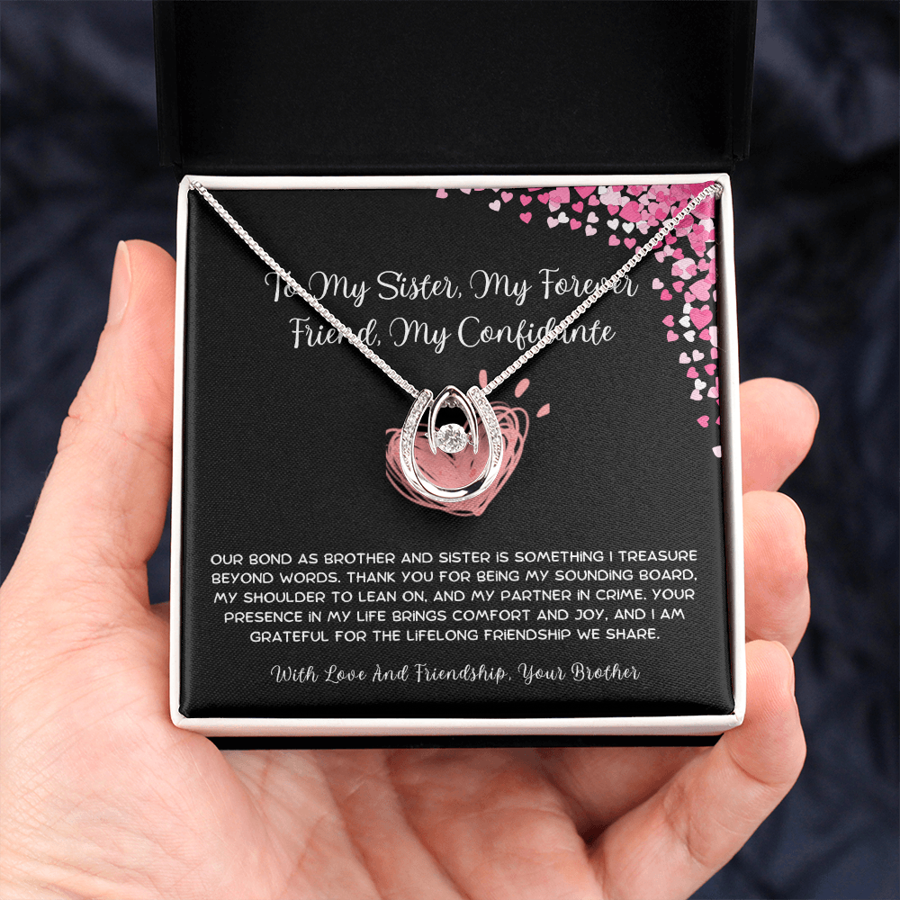 To My Sister, My Forever Friend, My Confidante - From Brother To Sister Lucky In Love Necklace