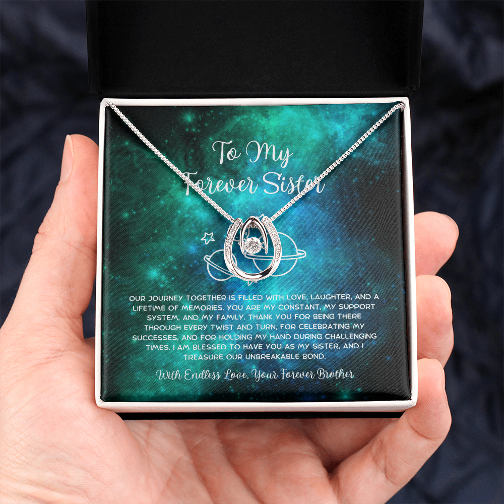 To My Forever Sister - From Brother To Sister Lucky In Love Necklace