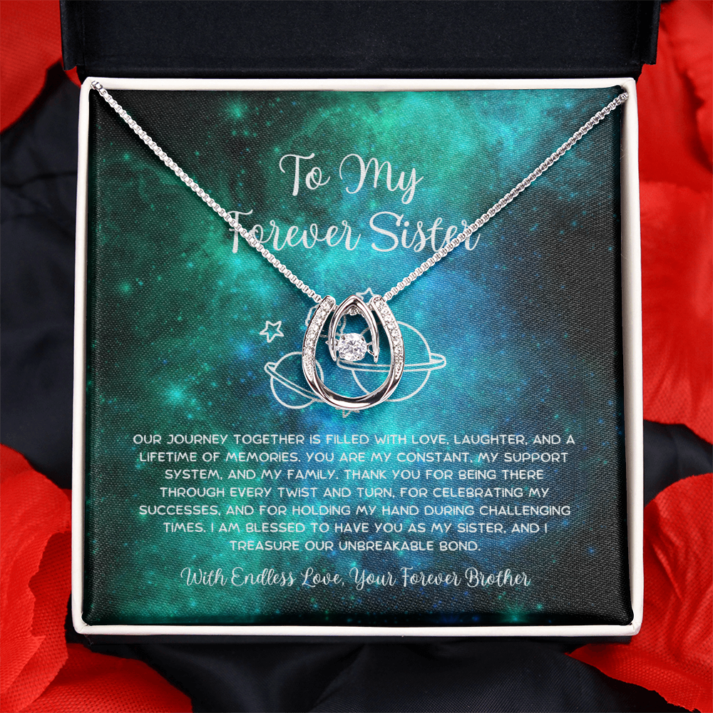 To My Forever Sister - From Brother To Sister Lucky In Love Necklace