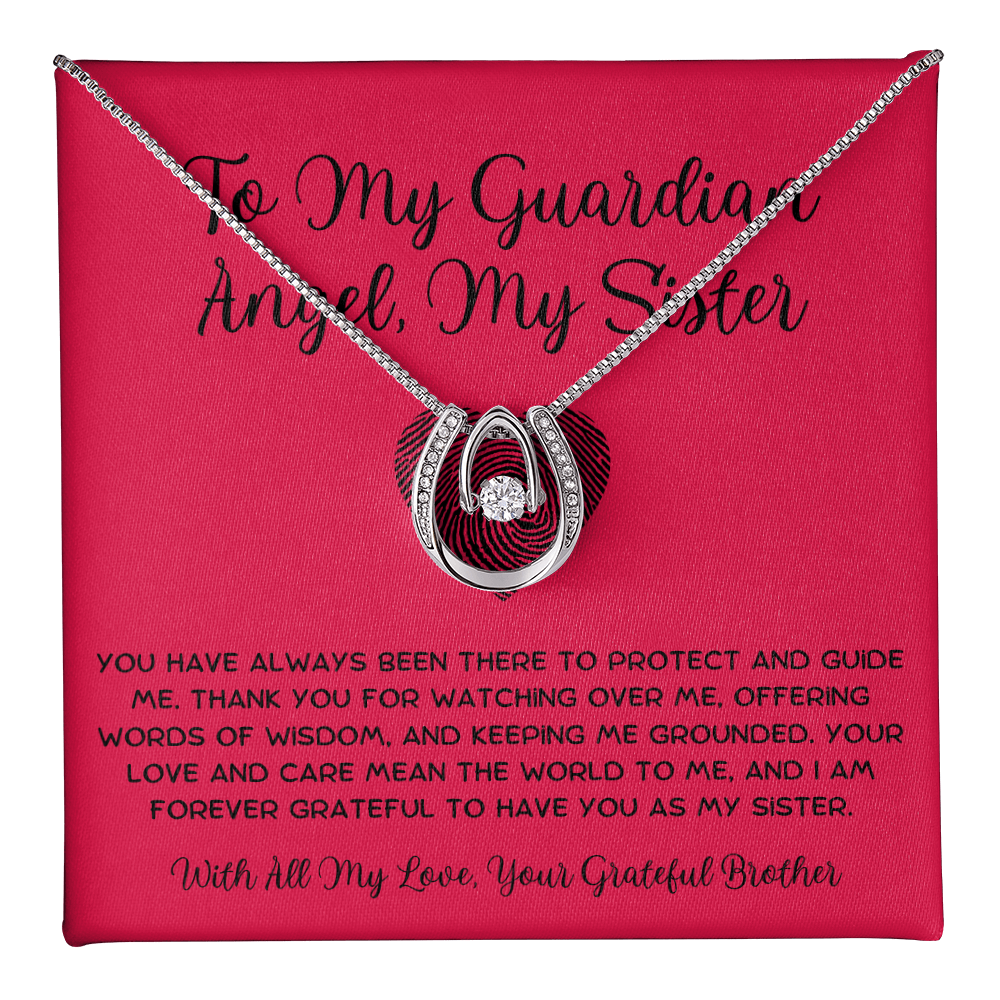 To My Guardian Angel, My Sister - From Brother To Sister Lucky In Love Necklace