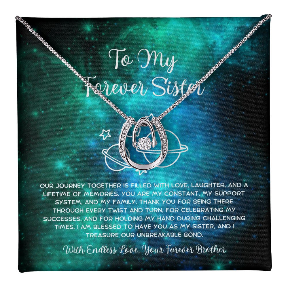 To My Forever Sister - From Brother To Sister Lucky In Love Necklace