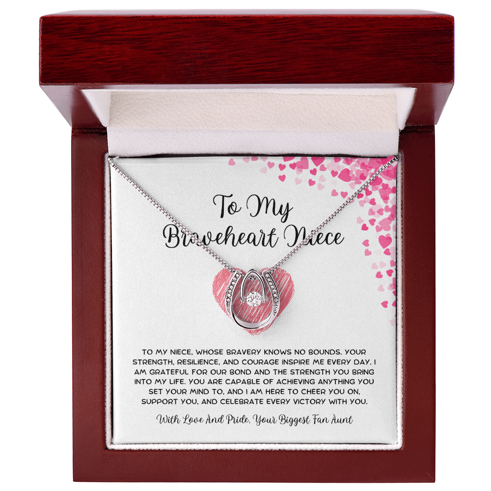 To My Braveheart Niece - From Aunt to Niece Lucky In Love Necklace
