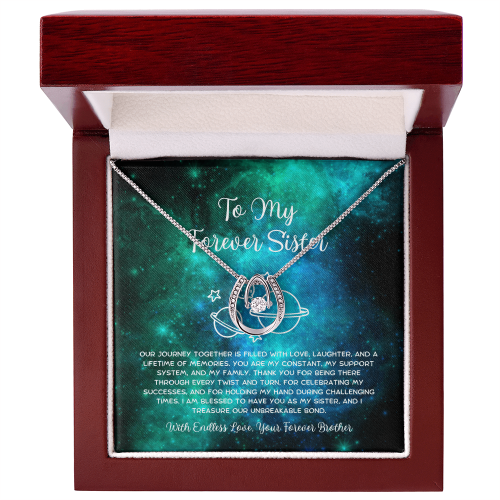 To My Forever Sister - From Brother To Sister Lucky In Love Necklace