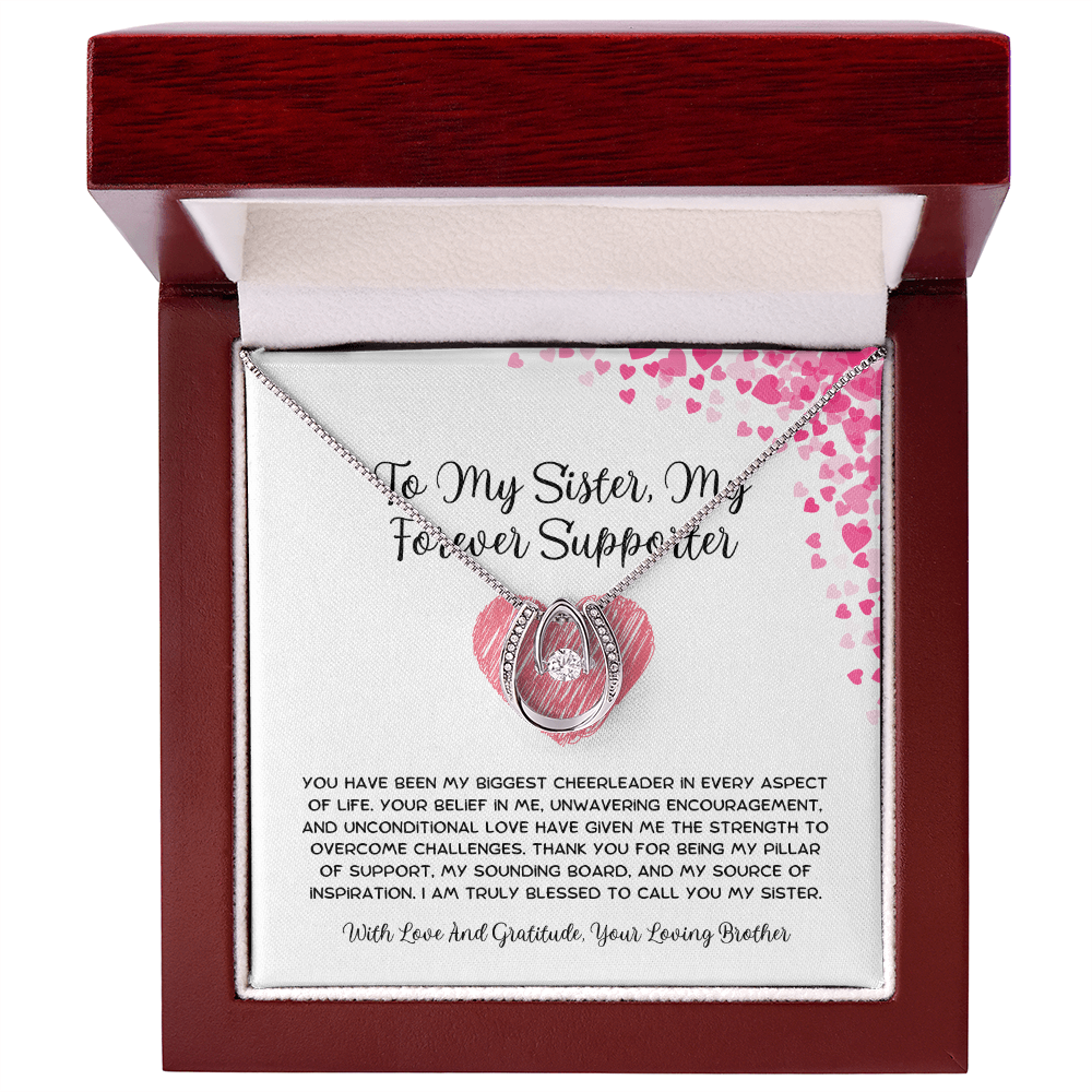 To My Sister, My Forever Supporter - From Brother To Sister Lucky In Love Necklace