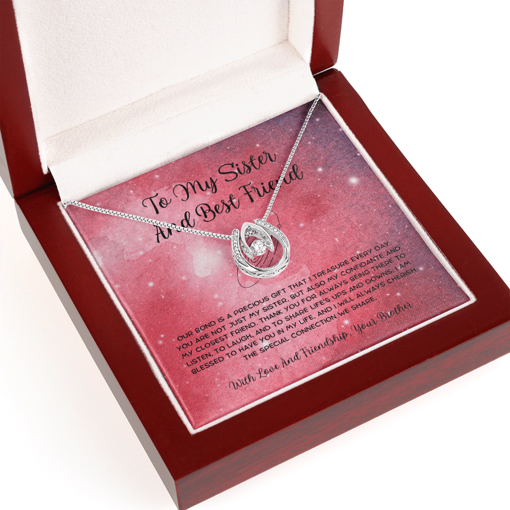 To My Sister And Best Friend - From Brother To Sister Lucky In Love Necklace