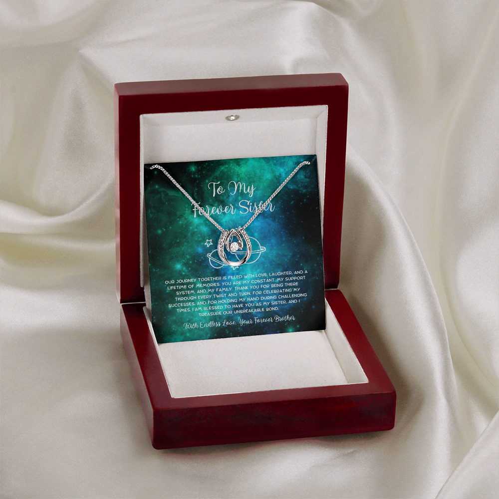 To My Forever Sister - From Brother To Sister Lucky In Love Necklace