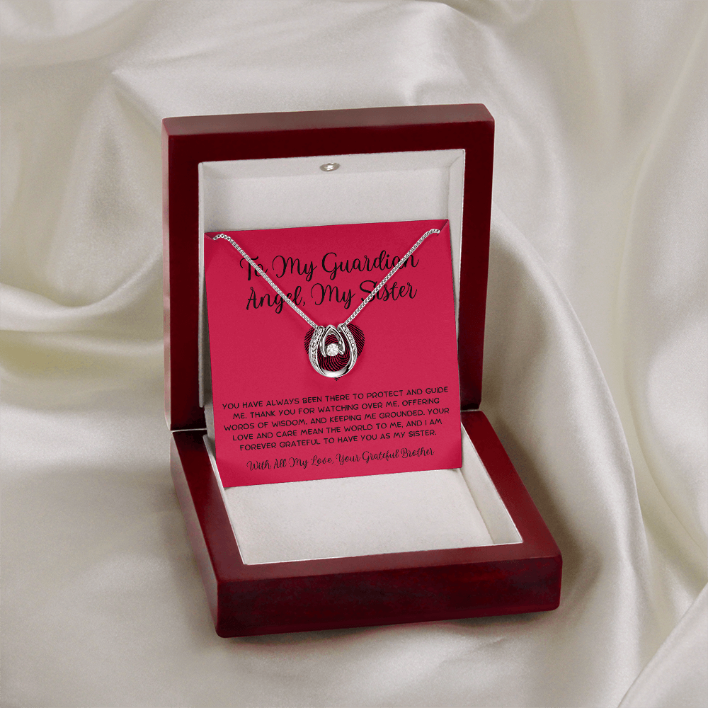 To My Guardian Angel, My Sister - From Brother To Sister Lucky In Love Necklace