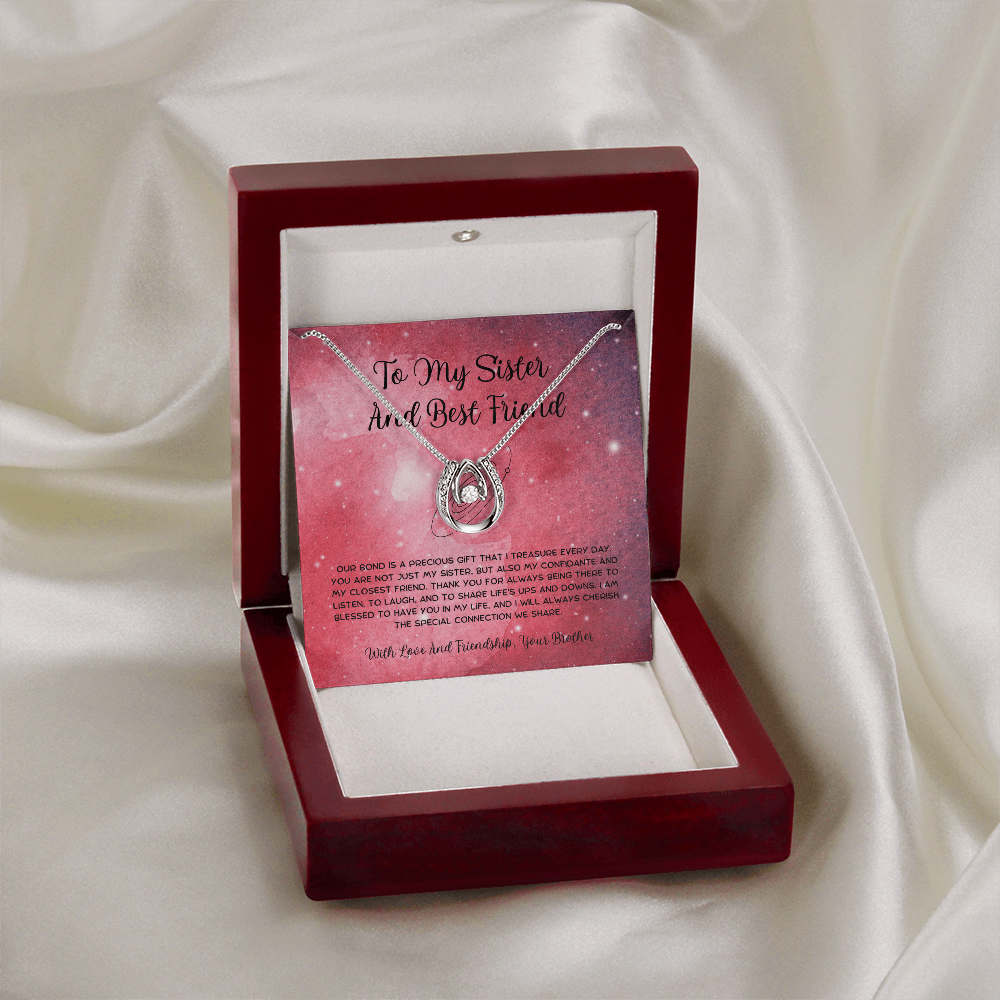 To My Sister And Best Friend - From Brother To Sister Lucky In Love Necklace