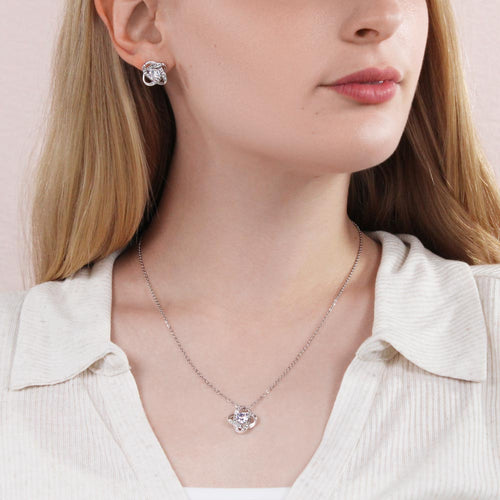 To My Forever Sister - From Brother To Sister Love Knot Earring With Necklace Set