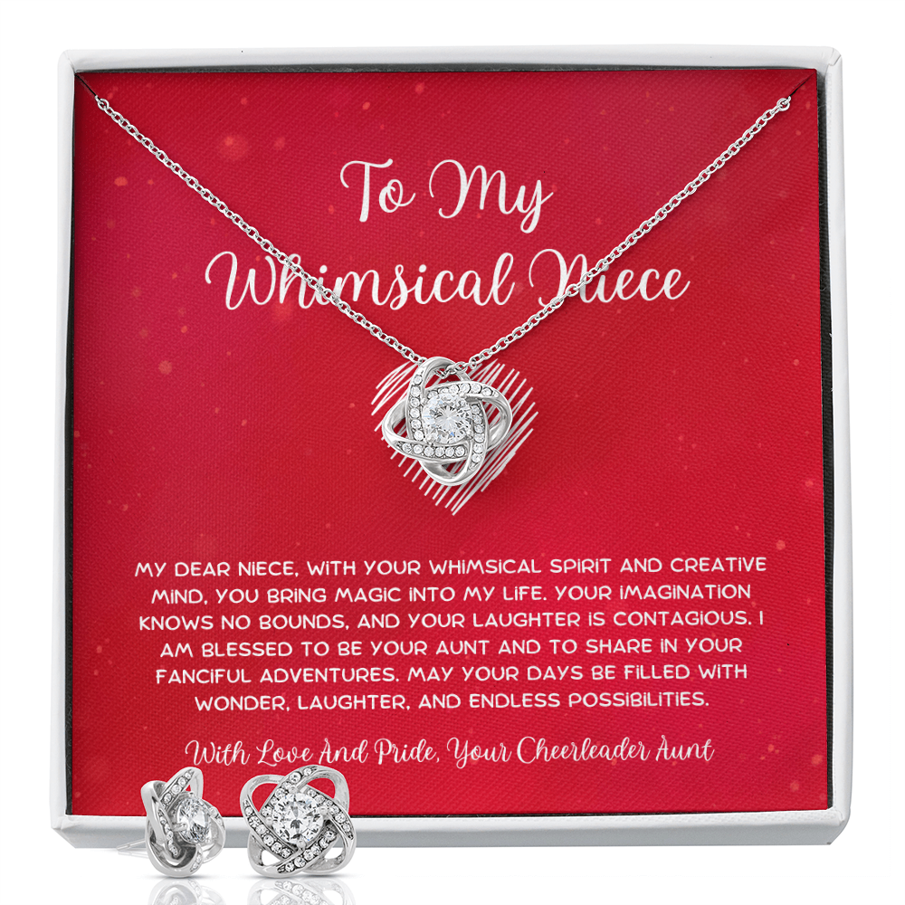 To My Whimsical Niece - From Aunt to Niece Love Knot Earring With Necklace Set