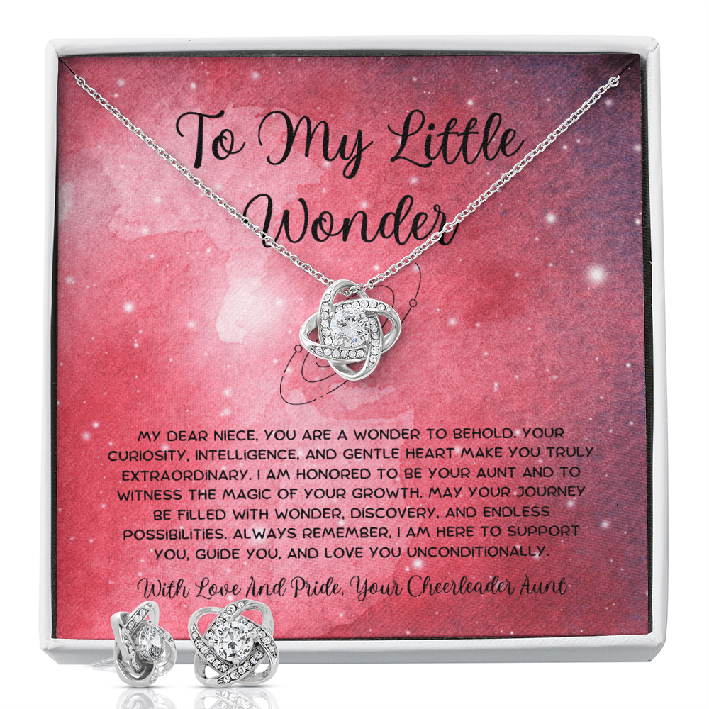 To My Little Wonder - From Aunt to Niece Love Knot Earring With Necklace Set