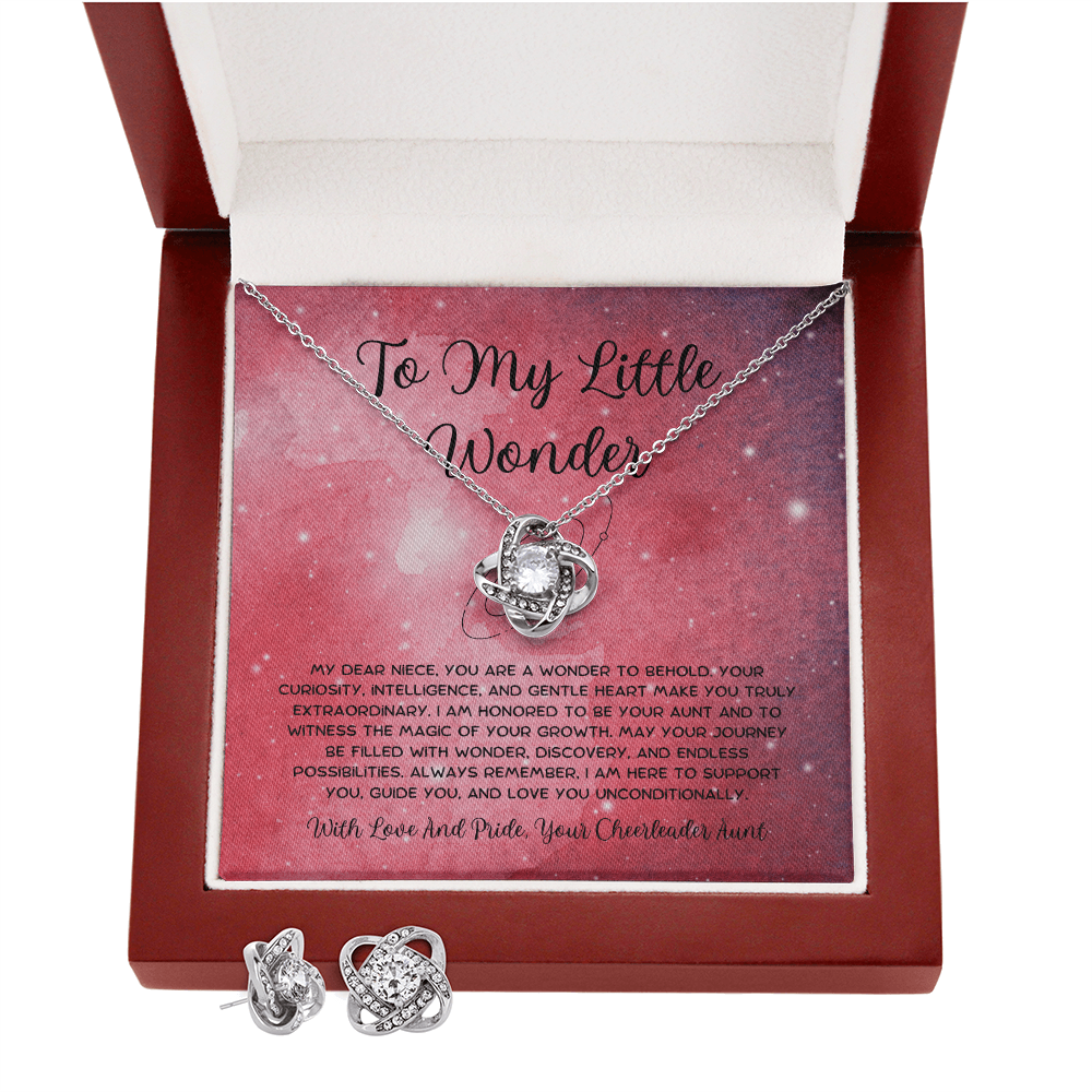 To My Little Wonder - From Aunt to Niece Love Knot Earring With Necklace Set