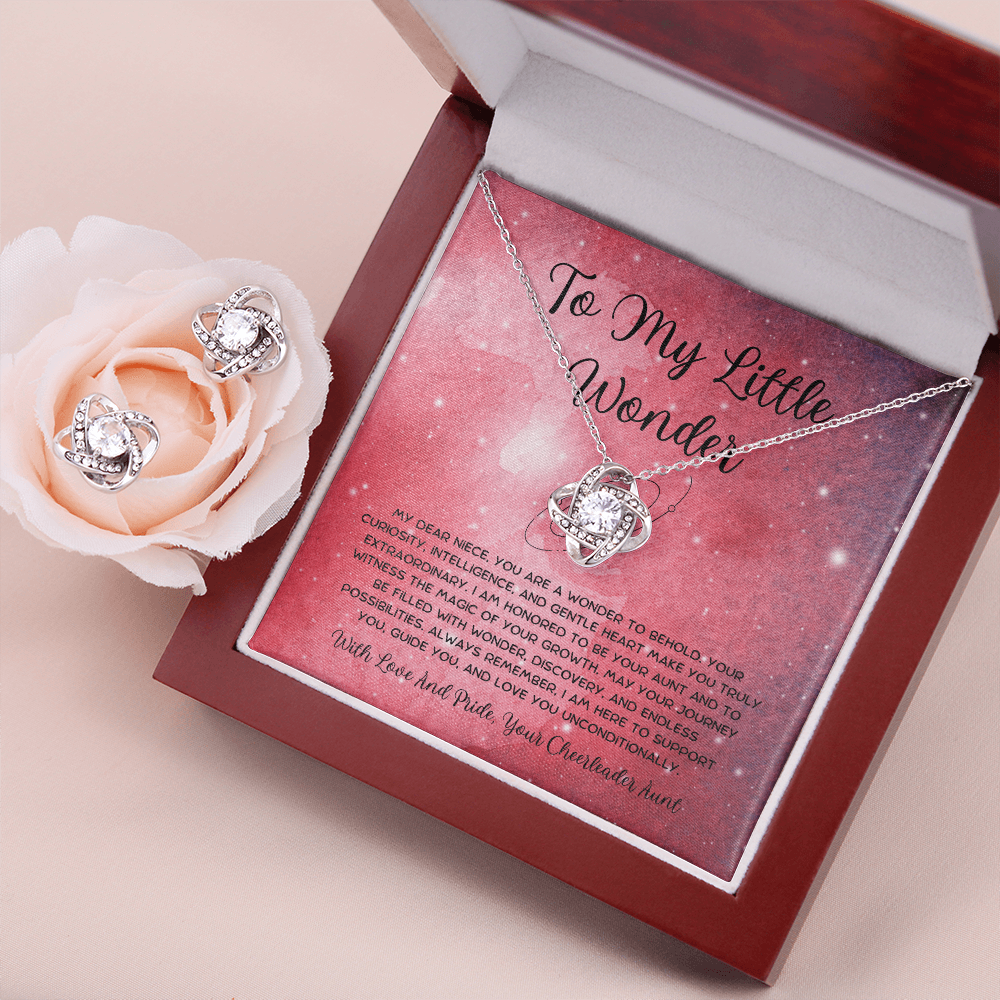 To My Little Wonder - From Aunt to Niece Love Knot Earring With Necklace Set