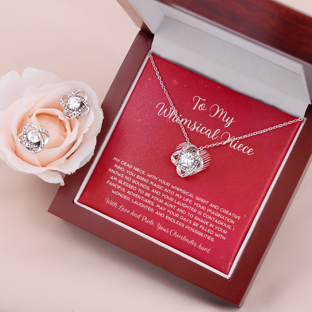 To My Whimsical Niece - From Aunt to Niece Love Knot Earring With Necklace Set