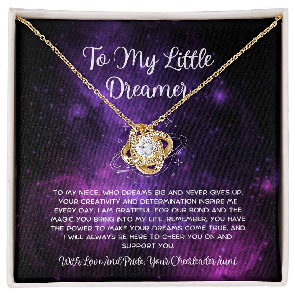 To My Little Dreamer - From Aunt to Niece  Love Knot Necklace