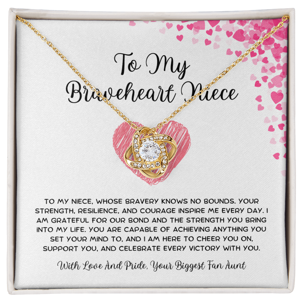 To My Braveheart Niece - From Aunt to Niece Love Knot Necklace
