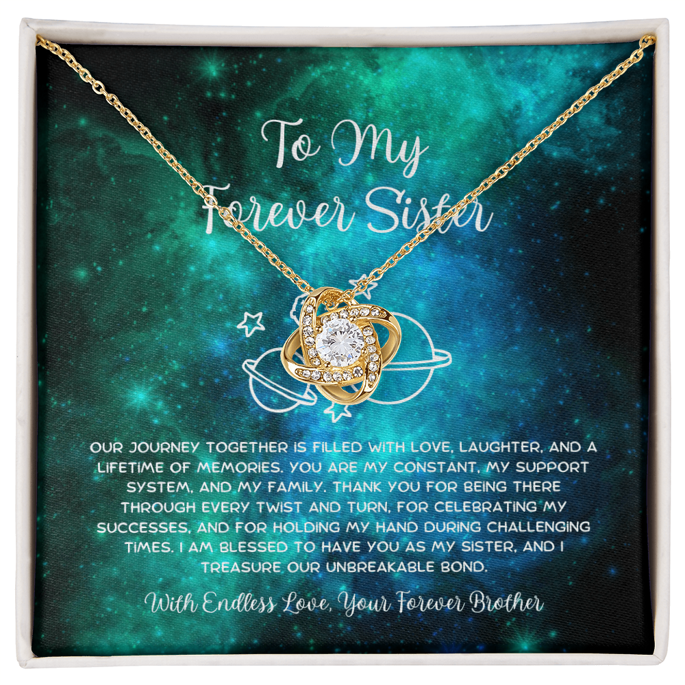 To My Forever Sister - From Brother To Sister Love Knot Necklace