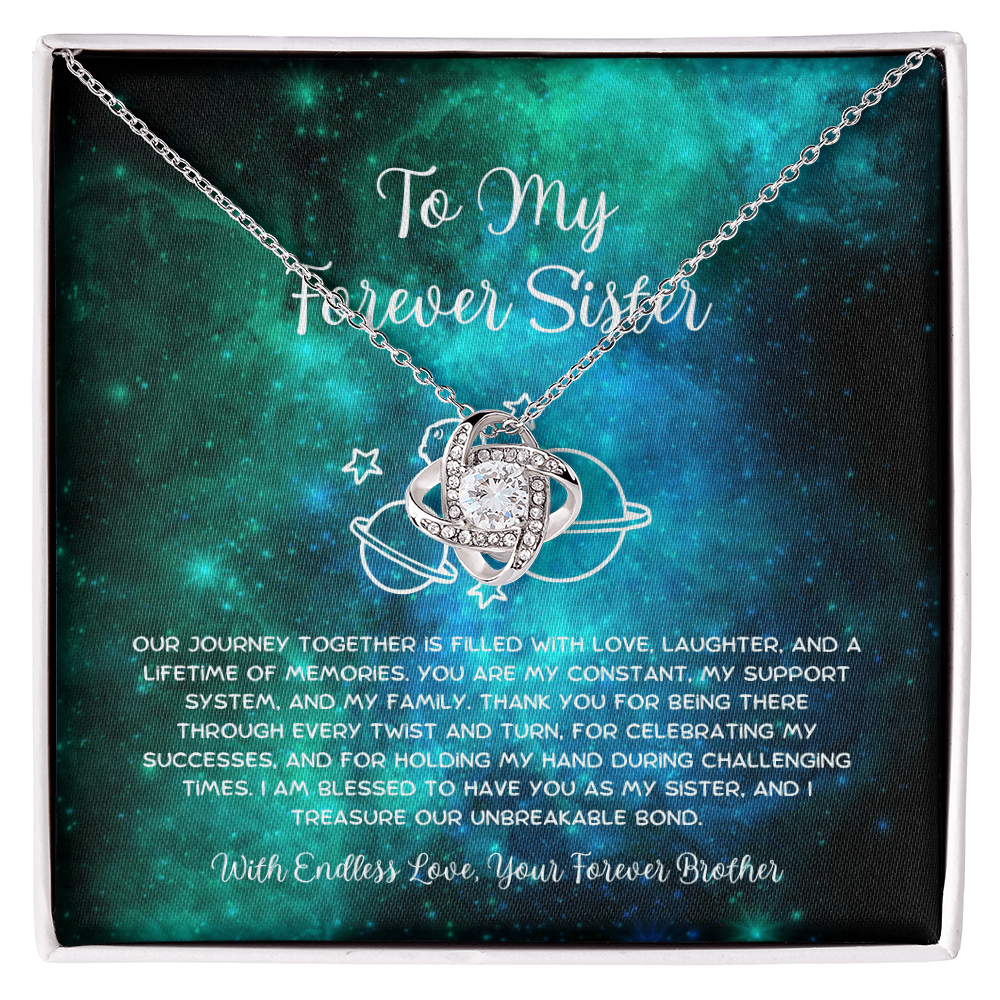 To My Forever Sister - From Brother To Sister Love Knot Necklace