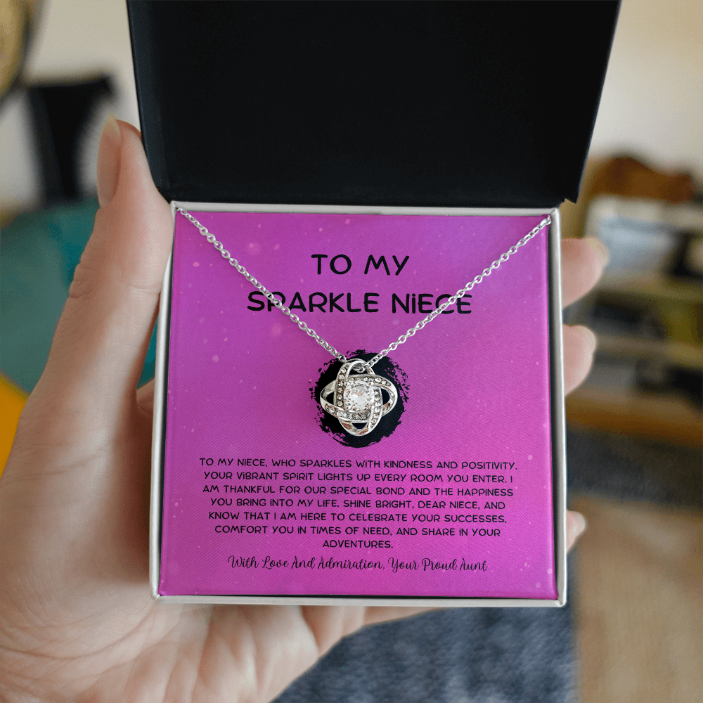 To My Sparkle Niece - From Aunt to Niece Love Knot Necklace