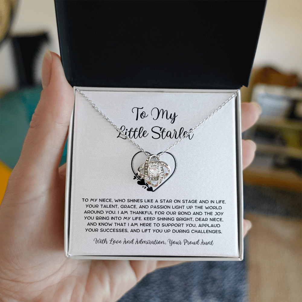 To My Little Starlet - From Aunt to Niece  Love Knot Necklace
