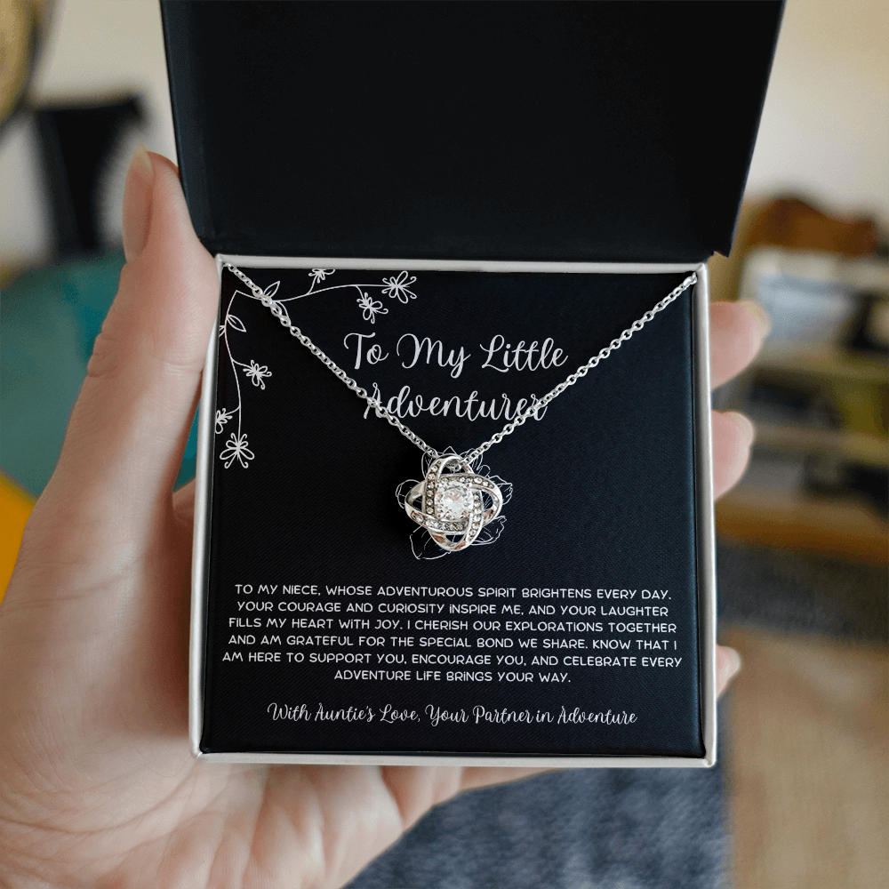 To My Little Adventurer - From Aunt to Niece Love Knot Necklace
