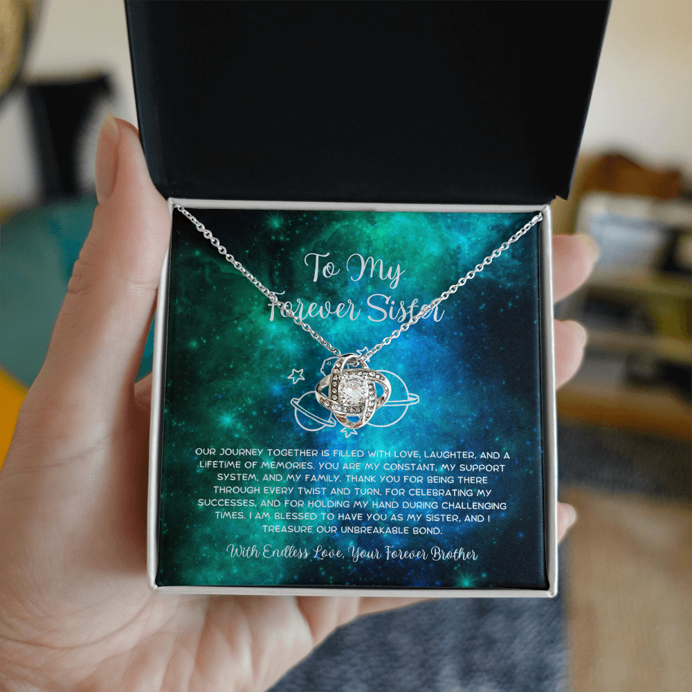 To My Forever Sister - From Brother To Sister Love Knot Necklace