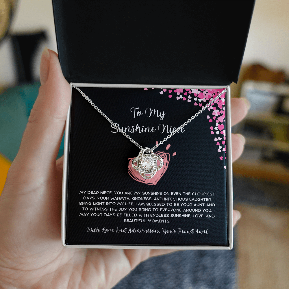 To My Sunshine Niece - From Aunt to Niece Love Knot Necklace
