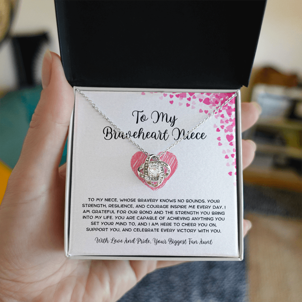 To My Braveheart Niece - From Aunt to Niece Love Knot Necklace