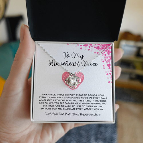 To My Braveheart Niece - From Aunt to Niece Love Knot Necklace