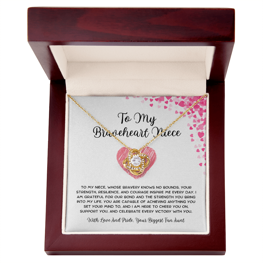 To My Braveheart Niece - From Aunt to Niece Love Knot Necklace