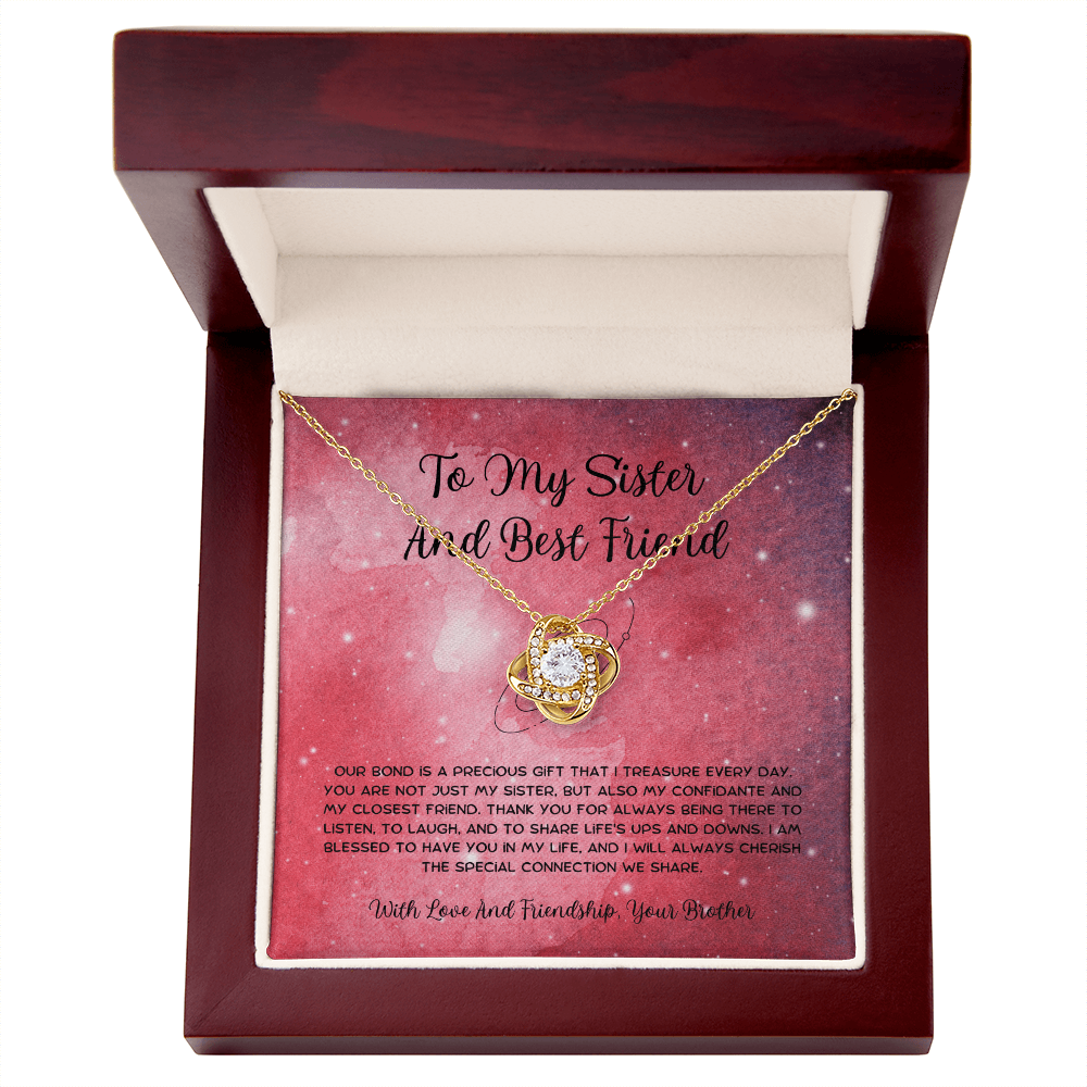 To My Sister And Best Friend - From Brother To Sister Love Knot Necklace