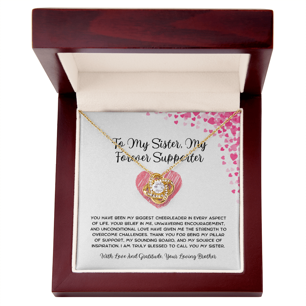 To My Sister, My Forever Supporter - From Brother To Sister Love Knot Necklace