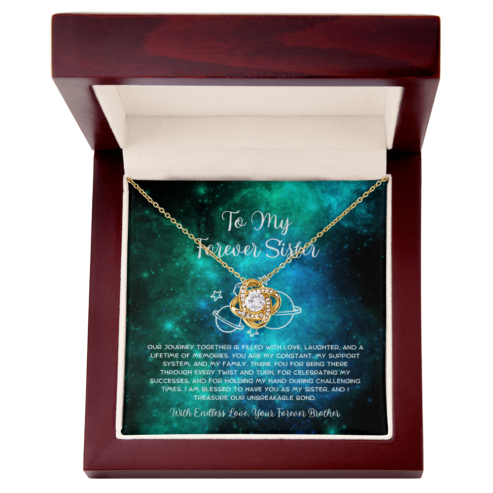 To My Forever Sister - From Brother To Sister Love Knot Necklace