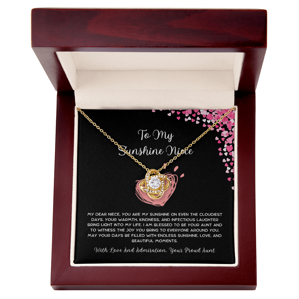 To My Sunshine Niece - From Aunt to Niece Love Knot Necklace