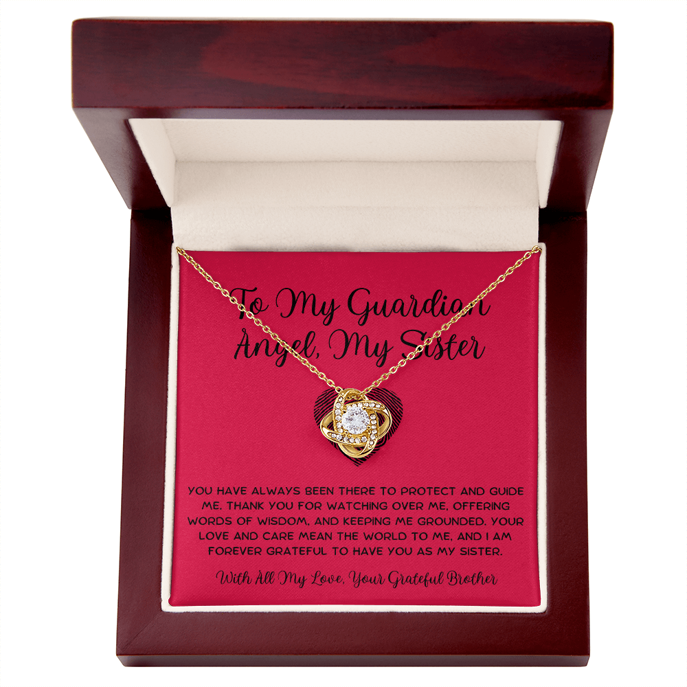 To My Guardian Angel, My Sister - From Brother To Sister Love Knot Necklace