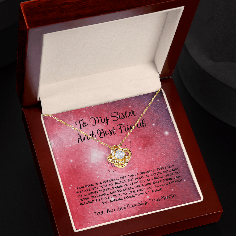 To My Sister And Best Friend - From Brother To Sister Love Knot Necklace
