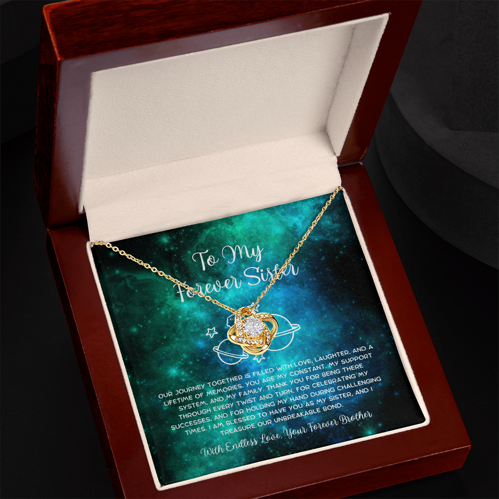 To My Forever Sister - From Brother To Sister Love Knot Necklace