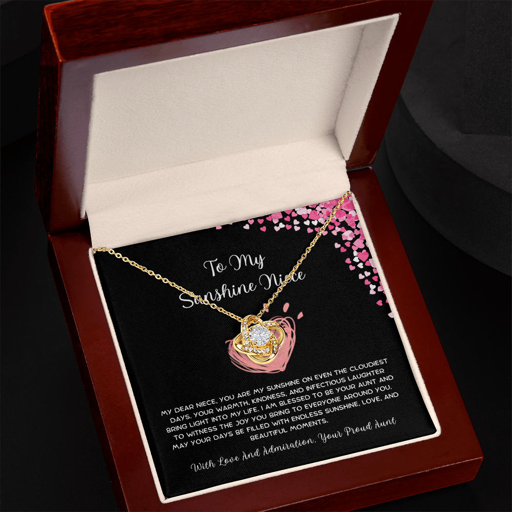 To My Sunshine Niece - From Aunt to Niece Love Knot Necklace