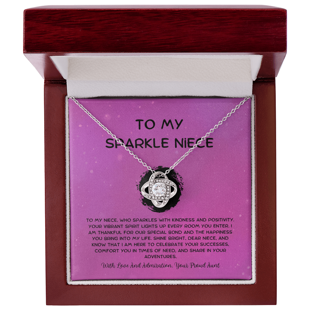 To My Sparkle Niece - From Aunt to Niece Love Knot Necklace