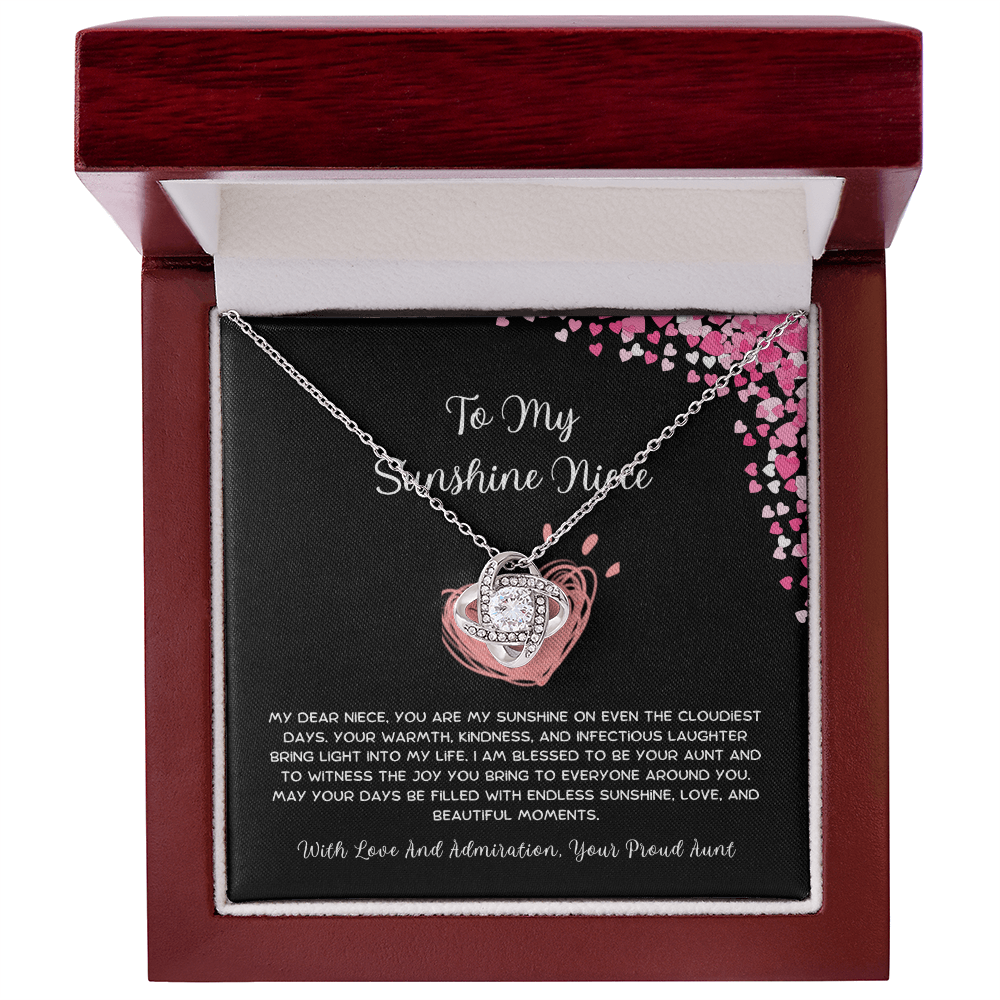 To My Sunshine Niece - From Aunt to Niece Love Knot Necklace