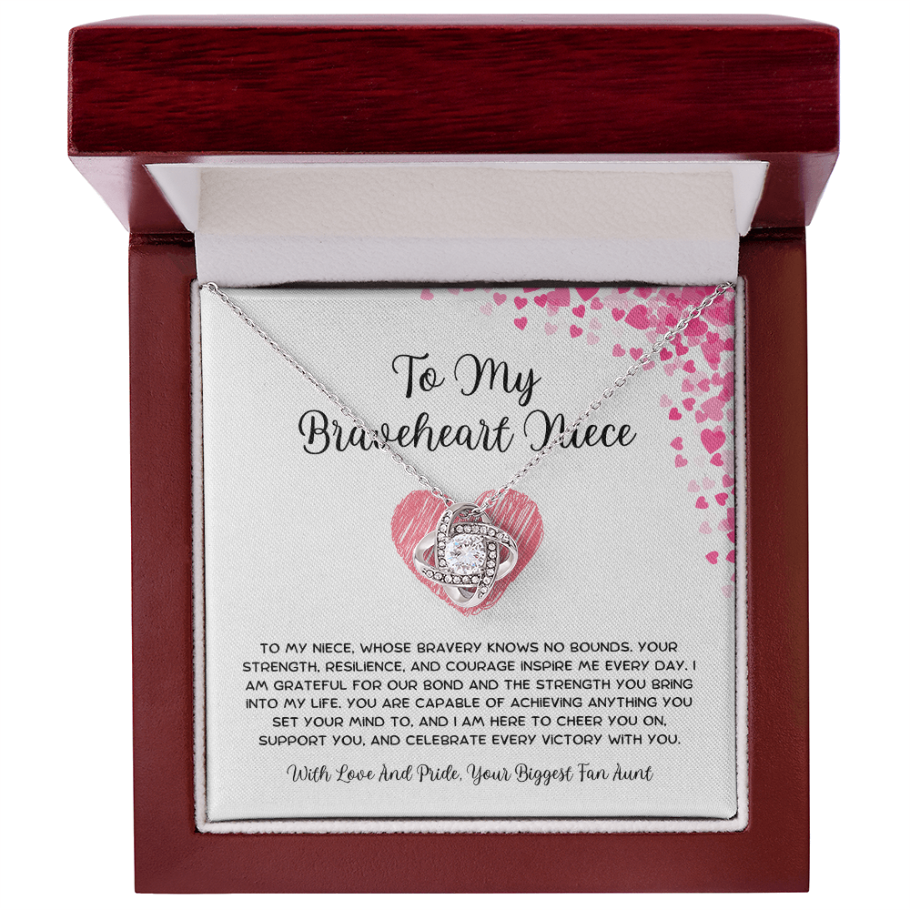 To My Braveheart Niece - From Aunt to Niece Love Knot Necklace
